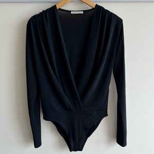 ZARA | Black Low-Neck L/S Bodysuit